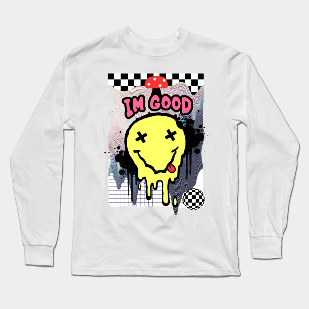 Melting Smiley Face Long Sleeve T-Shirt by saif